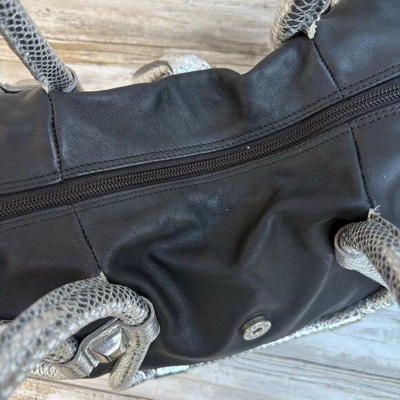 Ripani Y2K Purse Satchel Black Silver Metallic Leather Glam Reptile Avant Garde - Picture 8 of 17